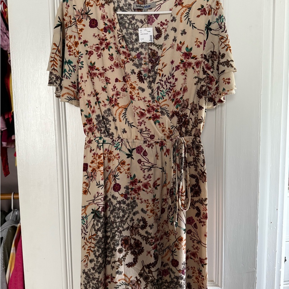Bailey Blue Floral Midi Dress in Cream and Multicolor